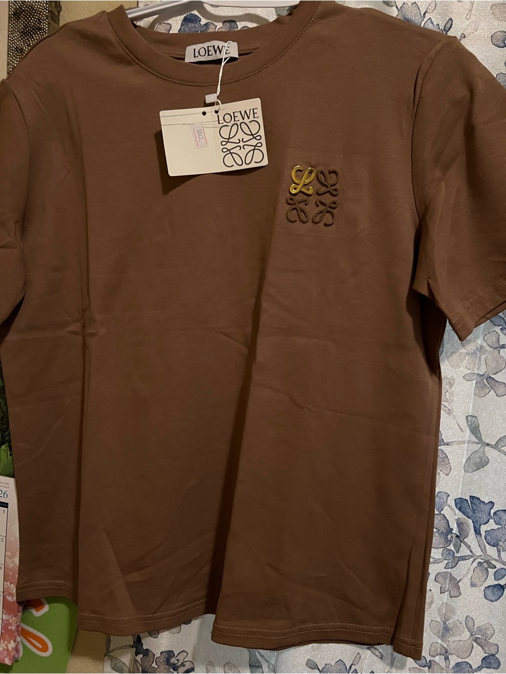Brown Anagram Embroidered Logo T-Shirt Short Sleeve NWT